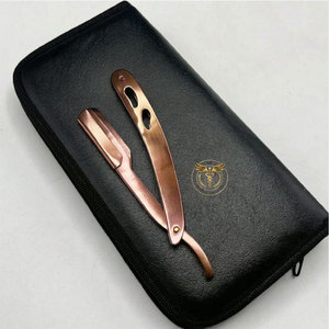 Navaja de Afeitar Profesional de Acero Inoxidable, Plegable, con Cuchilla Reemplazable, Herramienta de Corte de Cabello para Salón, Color Oro Rosa - Product Image 1