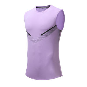 Camiseta sin mangas de poliéster personalizada para hombre, transpirable, de punto, para entrenamiento en el gimnasio y actividades al aire libre. - Product Image 2