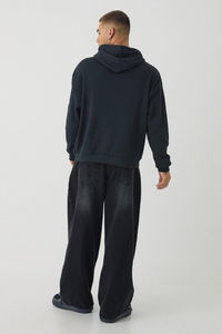 Sweat-shirt à capuche noir pour homme, logo personnalisé, manches longues, pull à capuche avec poche kangourou, streetwear décontracté, vêtements en gros OEM ODM - Product Image 2
