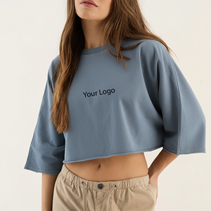 Wholesale Affordable Price Casual WearLong Sleeve Crop Top Fit T-Shirt For Women Lightweight Breathable Solid Color Tee Shirt - Product Image 4