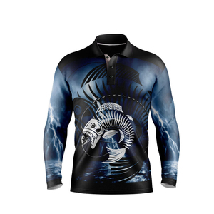 เสื้อโปโลตกปลาคอปกแบบสั่งทำ แขนยาว พิมพ์ลายแบบซับลิเมชั่น ป้องกันรังสียูวี UPF 50 แห้งเร็ว ระบายอากาศได้ดี เสื้อผ้าตกปลาสำหรับผู้ชาย - Product Image 1