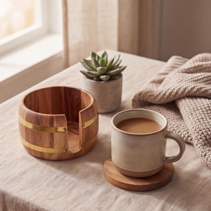 Custom Kichen Drinking Cup Coaster Bamboo Wood Coasters <b>Set</b> Wholesale Blank Wood coaster Custom Wooden Absorbent Slate Coaster - Product Image 5