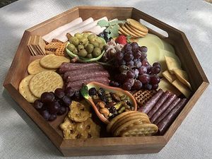 Plateau de service hexagonal avec poignées, plateau décoratif pour table basse, plateau de service emboîtable pour la maison, la cuisine, le restaurant, la cafétéria - Product Image 6