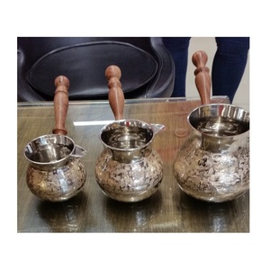 Decorative Brass Turkish <b>Tea</b> & Coffee <b>Pot</b> <b>Set</b> With Fancy Wooden Handle - Product Image 1