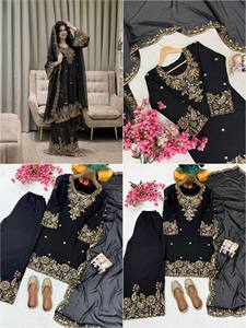 Ensemble Kurti et Palazzo nouvellement lancé, vêtements indiens et pakistanais, ensemble Palazzo avec dupatta, provenant d'un fournisseur indien. - Product Image 3