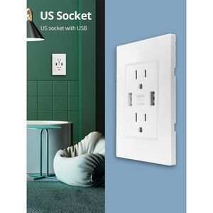 Doppia USB a parete stazione di ricarica 15A presa di corrente carica presa AC piastra pannello 110V porta di presa a muro - Product Image 5