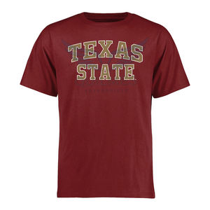 Camiseta de Algodón Estampada de la Universidad Estatal de Texas, Camiseta Personalizada con Logotipo Universitario, Cuello Redondo, Manga Corta, para Venta al Por Mayor - Product Image 1