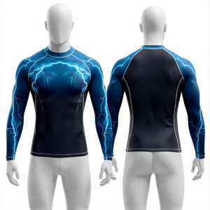 Maillot de bain à manches longues pour homme - Motif tribal imprimé numériquement, respirant, écologique, polyester/nylon, séchage rapide - Product Image 4
