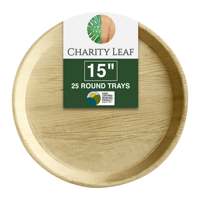 Assiettes jetables biodégradables en feuilles de palmier naturelles de 15 pouces, vaisselle simple, 10 plateaux, 20-40 pièces, pour dîners et événements caritatives