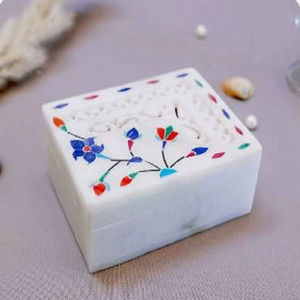 Forme carrée de boîte en marbre hautement demandée pour boîte en marbre cadeau à un prix abordable du fournisseur indien Boîte à bijoux en marbre - Product Image 2