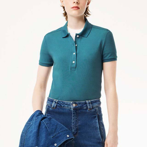 PUFFIN SPORTS Polo à manches courtes pour femme, couleur unie, coton tricoté, respirant, coupe décontractée, pour le printemps et l'été - Product Image 1