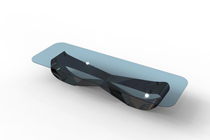 Mesa de Centro Moderna de Vidrio Templado con Base Metálica Geométrica, Mesa de Centro de Vidrio Azul de Lujo para Oficina y Sala de Estar - Product Image 5