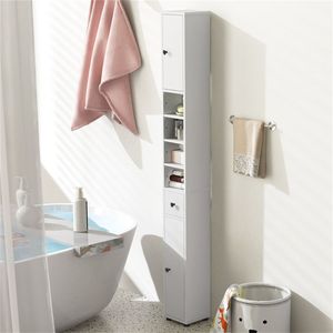 <b>Tall</b> Slim 8\" X 8\" X 71\" Bathroom <b>Storage</b> Cabinet Adjustable Narrow Floor Organizer Elegant Furniture Design - Product Image 2