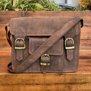 Sac à bandoulière en cuir pleine fleur personnalisé en usine de haute qualité en gros sac à bandoulière vintage classique à la mode sac de messager unisexe - Product Image 3