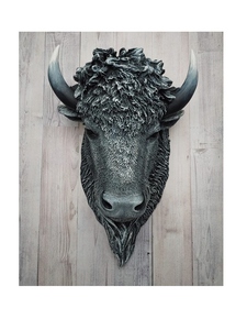 Tête de buffle en aluminium, décoration murale artistique avec design extravagant, ensemble multi-pièces - Product Image 6