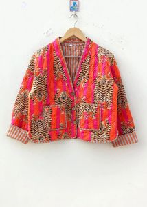 Handmade Indigo Print Quilted <b>Jacket</b>, Boho Kimono Style Coat - Product Image 5