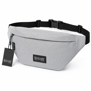Sac banane unisexe en toile 2026 avec sangle réglable, fermeture éclair, léger, gris uni, pour activités de plein air, sport et usage décontracté, prix abordable - Product Image 1