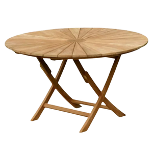 Mesa de Comedor Redonda Plegable de Madera con Patas en Forma de X para Uso en Interiores y Exteriores, 4 Plazas, Diseño Rústico Moderno - Product Image 4