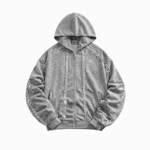 Sudadera con Capucha Extra Grande para Hombre con Logotipo Personalizado, 450 GSM, Felpa de Algodón con Detalles de Pedrería, Proveedor de Ropa Urbana de Alta Calidad al por Mayor - Product Image 3