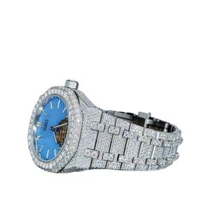 Montre mécanique vintage de luxe en acier inoxydable avec cadran bleu, verre cristal, boîtier rond, design unisexe - Product Image 2