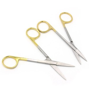 Ciseaux chirurgicaux ergonomiques AMETRINE SURGICAL à manche doré en acier inoxydable, certifiés CE Classe I, droits/courbés - Product Image 2