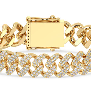 Bracelet chaîne cubaine en diamant cultivé en laboratoire certifié IGI REYES HPHT CVD en or massif 14K 18K, cadeau d'anniversaire, bijoux fins - Product Image 3