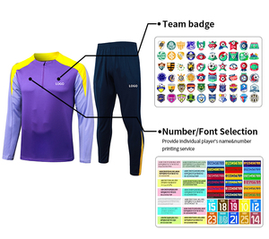 Ensemble de survêtement d'hiver pour hommes, sports de loisirs en salle, 100% polyester, logo personnalisé imprimé par transfert thermique, vêtements de sport contrastés - Product Image 6