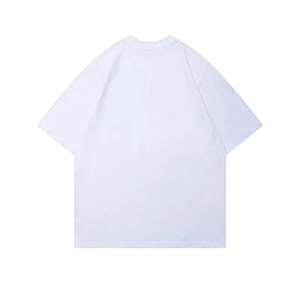 T-shirt blanc oversize en coton pour homme, manches courtes, col rond, imprimé lettres, motif bouffant sur le devant, style streetwear, vente en gros - Product Image 5