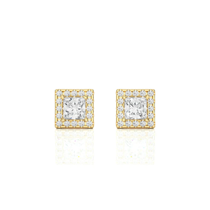Boucles d'oreilles en diamant taille princesse de 2,15 carats en or 14 carats pour femmes certifiées AJRETAIL - Product Image 1