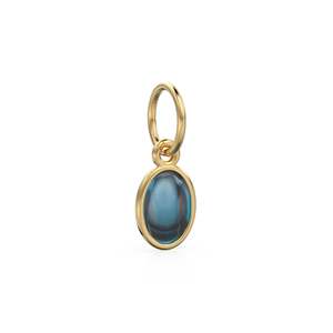 Colgante de Oro Sólido con Topacio Azul de Londres Ovalado Cabujón / Colgante de Oro Hecho a Mano con Gema Azul / 1 Pieza de Joyería de Oro Amarillo Sólido de 14k - Product Image 6