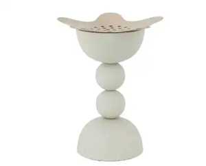 Support à bougies en bois à niveaux avec bol métallique festonné et sphères empilées, support de table pour bougies chauffe-plat et diffuseur d'arômes - Product Image 1
