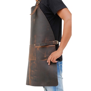 HARAZ INTERNATIONAL Tablier de travail unisexe en cuir véritable, taille réglable, plusieurs poches, résistant à l'abrasion, détection des aiguilles - Product Image 5