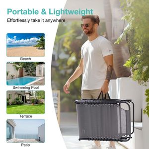 Chaise longue pliante 2 pièces, ensemble de chaises de piscine, 4 positions, dossier inclinable, chaise de bronzage pour patio, siège en maille respirante pour la plage - Product Image 6