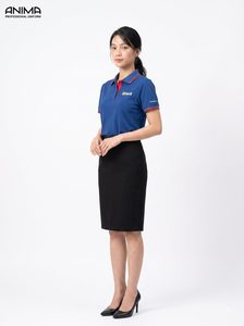 Camisa Polo Azul de Uniforme Universitario HaUI para Mujer, Logotipo Bordado de Alta Calidad y Lujo - Product Image 1
