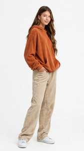 <b>Women's</b> Regular Fit Solid Breathable Casual Long Sleeve Hip Length Modal Zip-Through Hoodie Front Logo Pockets - Product Image 4
