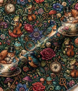 Cortinas de terciopelo o opacas con diseño de animales y tazas de té, cada panel con diseño Art Nouveau, cortinas para ventana con patrón decorativo caprichoso y térmico - Product Image 5