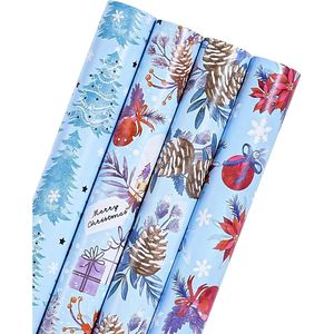 Rotolo di Carta da Regalo Natalizia Jumbo da 30 Pollici, Design con Palle di Neve Rosse e Blu, Pigne, Stelle di Natale e Alberi di Natale - Product Image 1