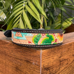 Hand Tooled Leather Adjustable Pet Collar Luxury Designer Quick Release Safety Cowhide Dog Collars with Metal Accessories Buckle - Product Image 4