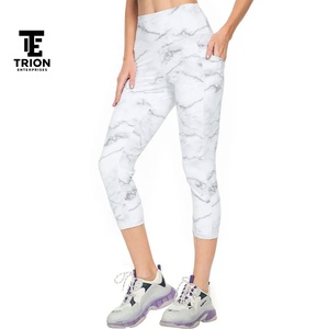 Leggings Capri de Cintura Alta, Color Azul Sólido, Sin Costuras, Elásticos, Transpirables, Deportivos, Pantalones de Yoga para Mujer, para Todas las Temporadas - Product Image 2