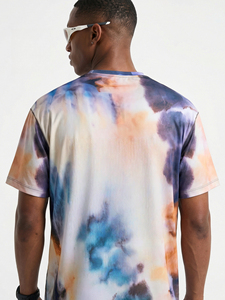 T-shirt tricoté respirant tie-dye pour homme, col rond, coupe décontractée, avec motif – Nouvelle collection 2026, très tendance - Product Image 6