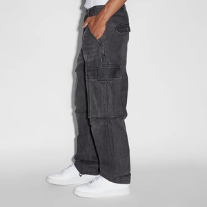 Pantalones Vaqueros Cargo de Cintura Alta y Corte Holgado, Pantalones de Algodón Lavado a la Piedra, Estilo Casual para Otoño - Product Image 3