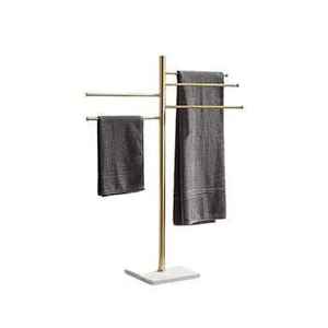 Toallero de pie de hierro negro mate nórdico con diseño de árbol, organizador de toallas de mano de lujo para baño - Product Image 1