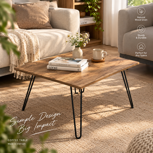 Modern Wood <b>Coffee</b> <b>Table</b> with <b>Metal</b> Hairpin <b>Legs</b> Square Living Room Furniture Minimalist Design Durable Home Decor - Product Image 5