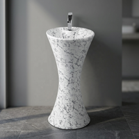 Lavabo sur pied en céramique noir doré, design moderne, lavabo de créateur, lavabo pour se laver les mains