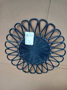 แผ่นรองจานหวายสานลายดอกไม้สีฟ้าธรรมชาติ - Product Image 6