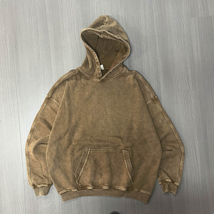 Sweat à capuche ample et surdimensionné en molleton de luxe pour homme, 100 % coton, noir délavé, design brodé, effet délavé à l'acide, anti-plis, style vintage - Product Image 4