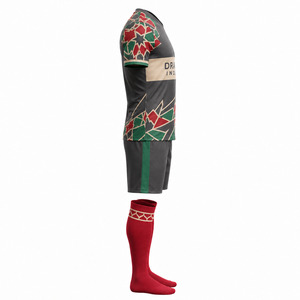 Tenues de football en polyester : Maillot et short de football personnalisés sublimés à col en V, faible MOQ |   Usine OEM antimicrobienne - Product Image 4