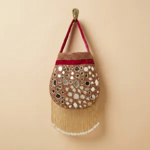 Stylish Casual Beaded Evening Clutch Bag Pearl Tassel POTLI Purse Ladies Party Banquet Bag Pearl Beaded Handbag Tassel POTLI bag - Product Image 4