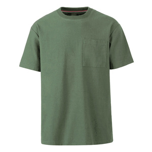 New Arrival Custom Logo Front 100% Cotton Knitted Silk Screen Printed Breathable <b>Pocket</b> T-<b>Shirt</b> - Product Image 4