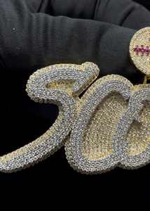 Colgante Hip Hop Personalizado con Nombre y Letra Inicial VVS Moissanite en Plata 925, Diamante Dvars DDP-23, Chapado en Rodio/Oro/18K - Product Image 4